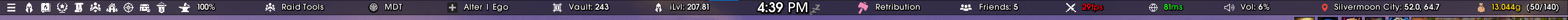 A genuine TustUI Data Bar showing a clock and friends count